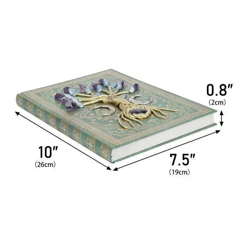 Simple Lucky Tree Pattern Personalized Creative Inlaid Natural Crystal Gem Journal Hard cover  Note book