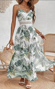 Elegant Spring chic Vacation Resort floral summer maxi dress