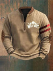 Casual 3D Digital Printing Stand Collar Men's Street Quarter Zip Sweatshirt top
