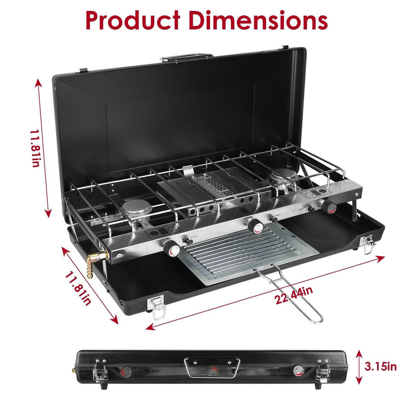 Portable 2 burner Gas Stove propane range camping gas outdoor stove burner