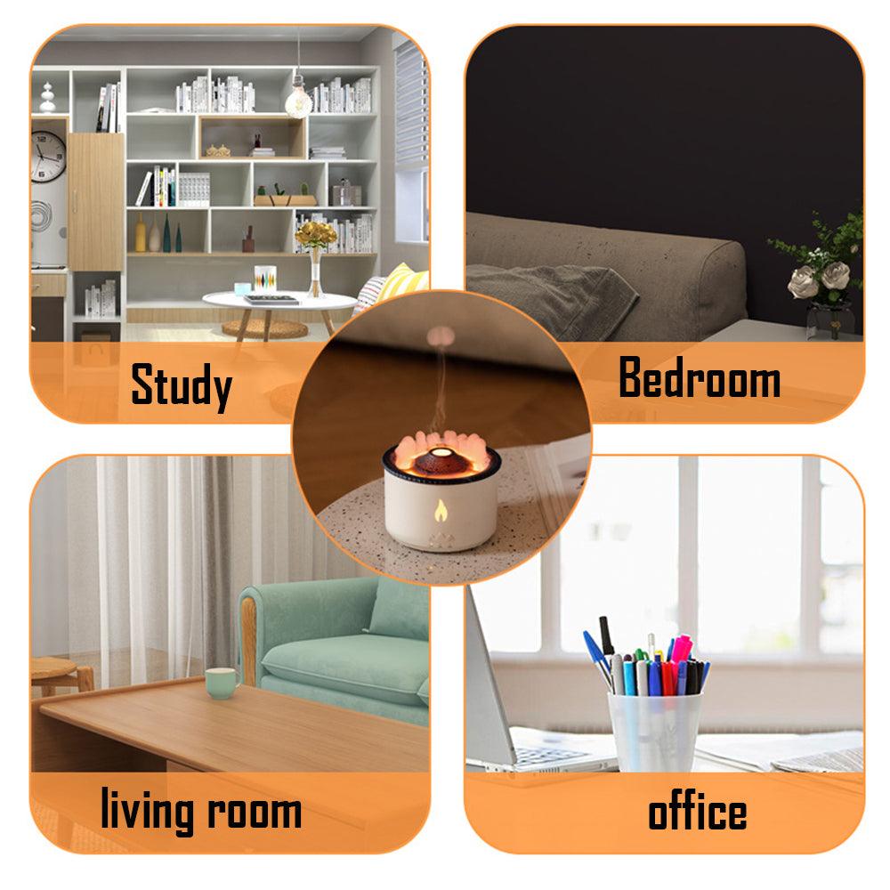 Volcano Aromatherapy Humidifier Diffuser with Flame and Jellyfish Effect