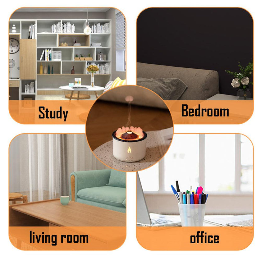 Volcano Aromatherapy Humidifier Diffuser with Flame and Jellyfish Effect