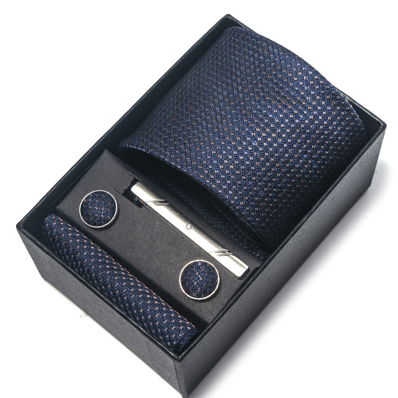 Men's Jacquard Woven Formal Tie Set – Rayon Arrow Necktie with Handkerchief, Tie Clip & Cufflinks | Canada & USA