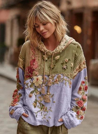 Women's Long Sleeve Hooded Sweatshirt Pullover Loose Casual Top