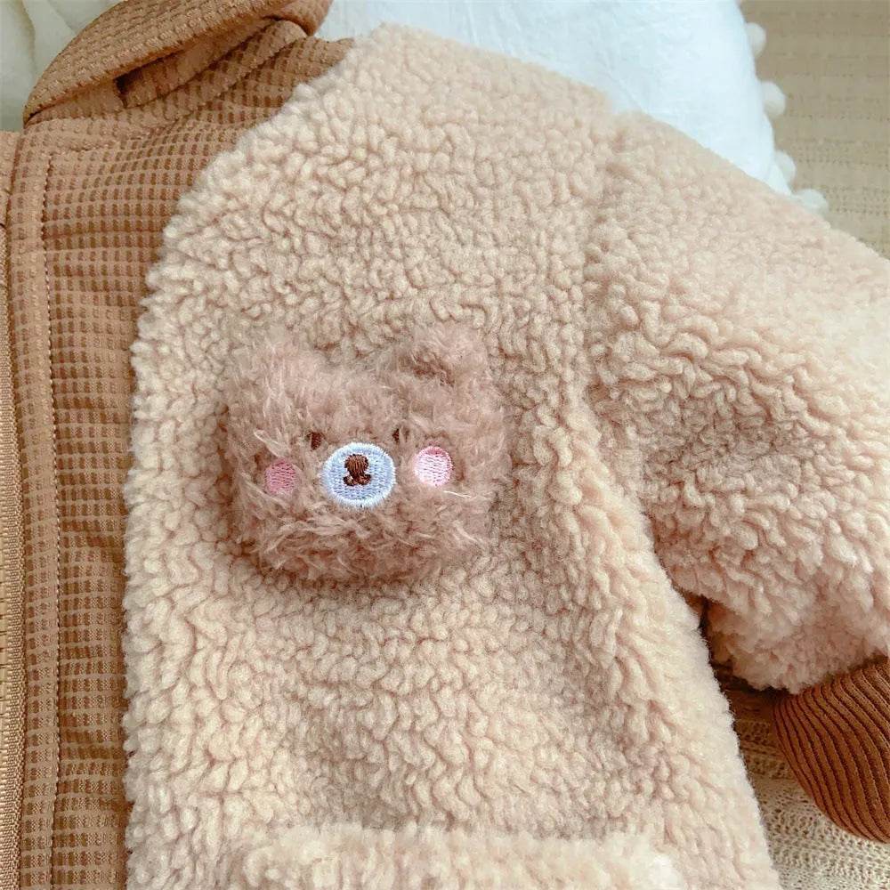 Children's Winter Jacket Korean-style Cute Bear Plus Velvet Cotton-padded Coat