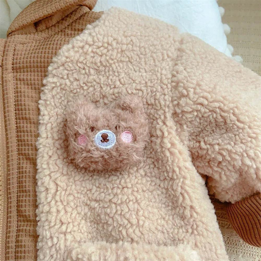Children's Winter Jacket Korean-style Cute Bear Plus Velvet Cotton-padded Coat