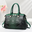 Women's Large-Capacity Patent Leather Commuter Handbag with Crocodile Pattern
