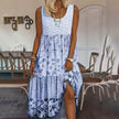 Casual Summer Boho Dress Floral Sleeveless Midi Dress