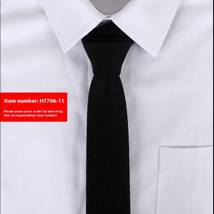 Men's Slim 6cm Cotton Necktie – Solid Color Arrow Tie for Business & Formal Wear | Canada & USA