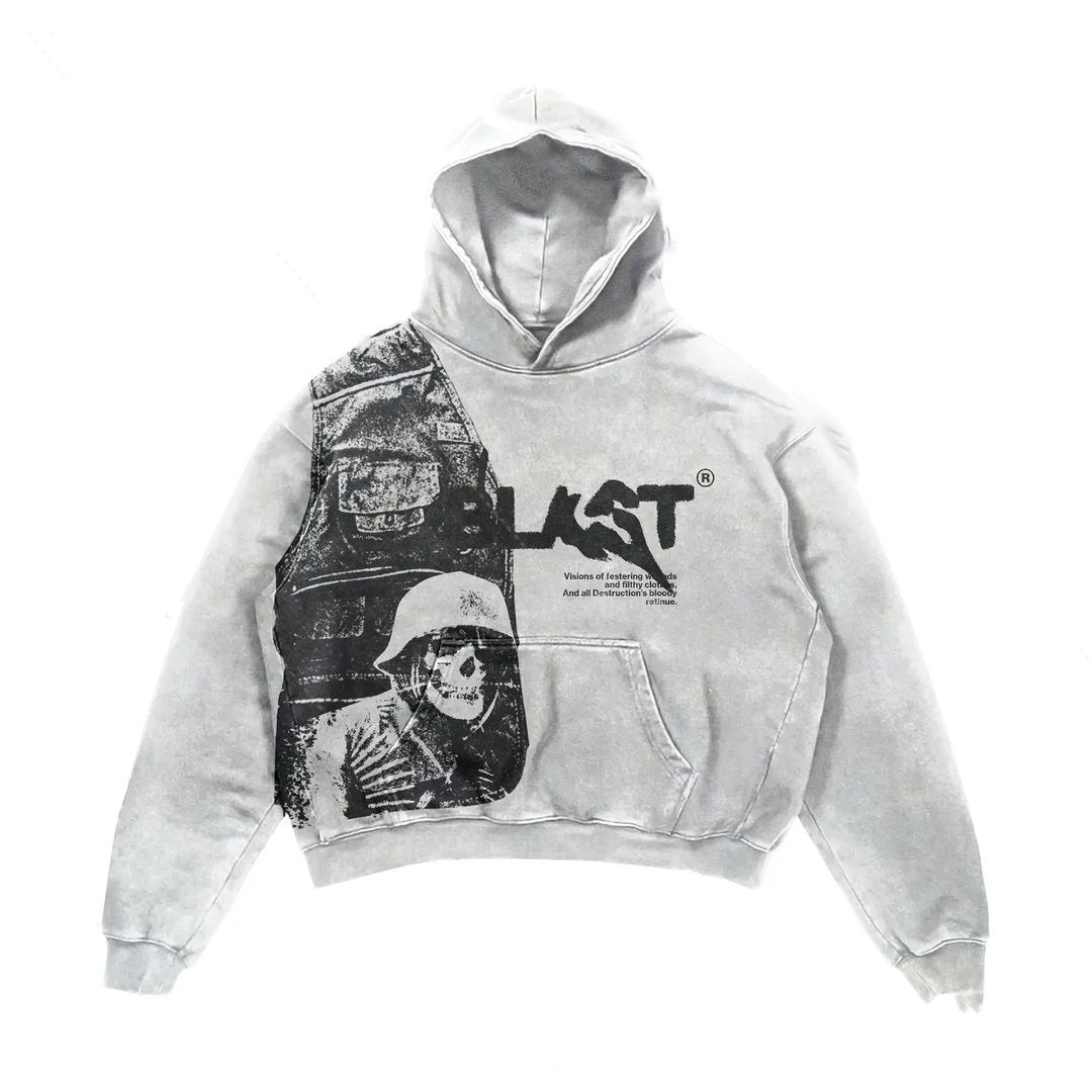 Y2K Gothic Zip-Up Hoodie – Retro Streetwear Loose Bat Sleeve Cardigan