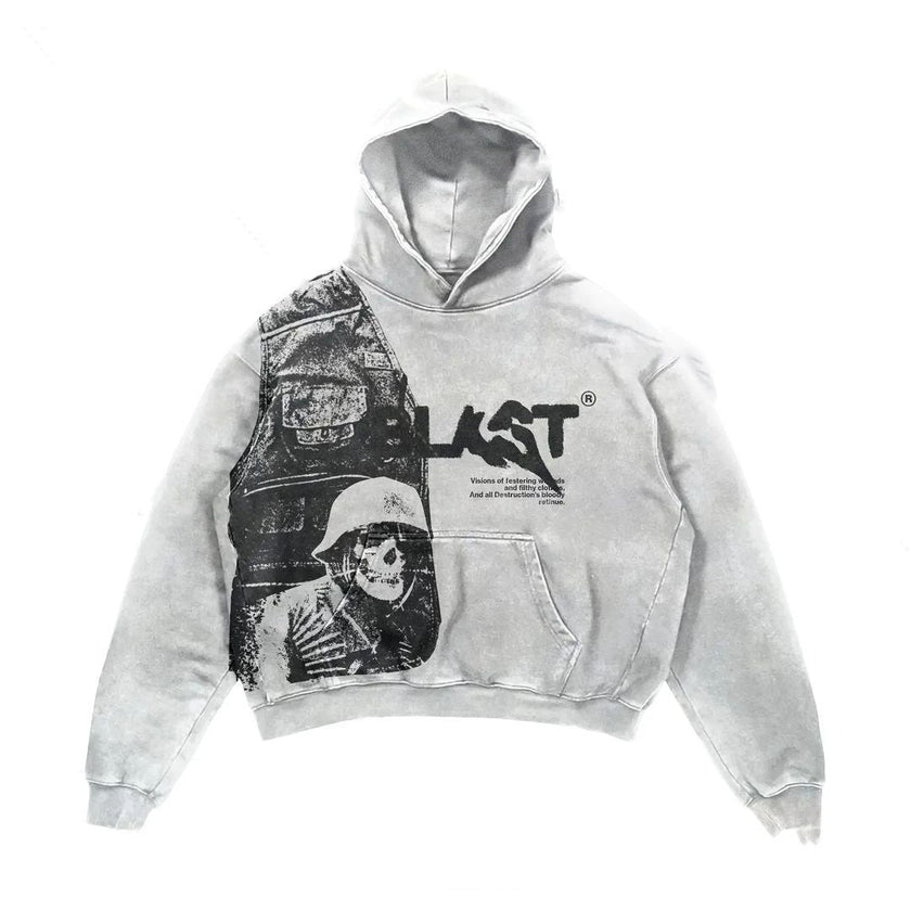 Y2K Gothic Zip-Up Hoodie – Retro Streetwear Loose Bat Sleeve Cardigan