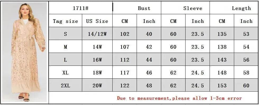 Champagne Sequined Abaya Dress for Dubai Turkey Women Dubai Abaya Kimono