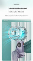 Handheld Fan Digital Display Hanging Neck Folding Charging