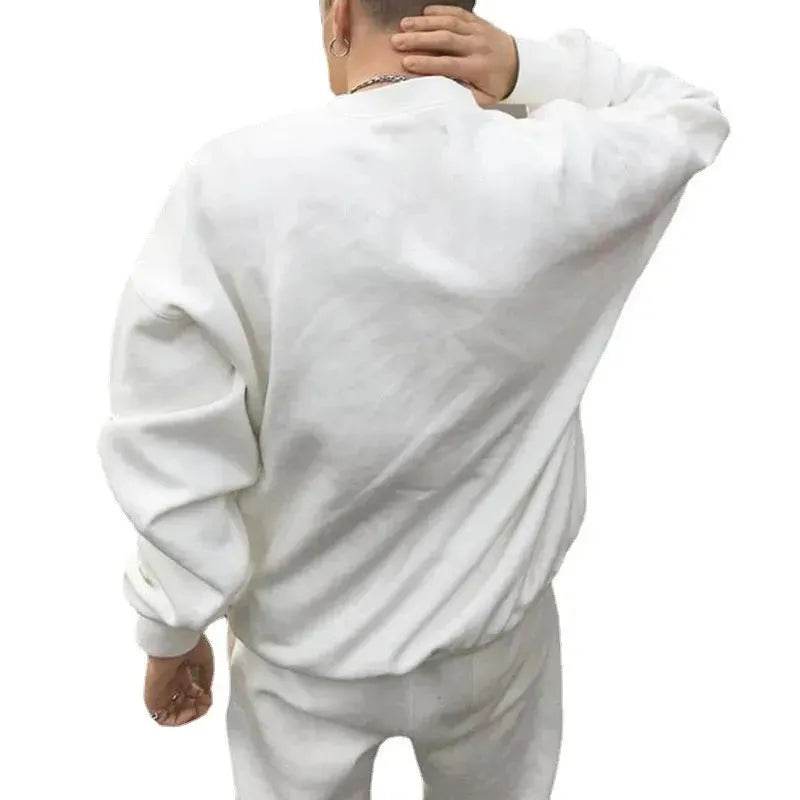 Autumn Winter  street fashion Plain Crew neck Sweatsuit for men