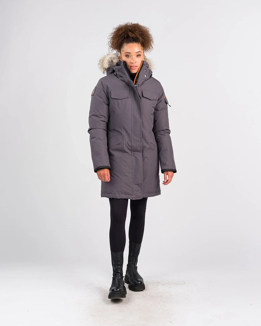 Outdoor Survival Canada Women's Jaci -40 Down Parka, Charcoal Grey, Small - ON DISPLAY