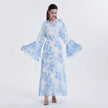 Muslim Chiffon Printed Bell Sleeve Dress