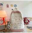 Korean Kawaii Cat School Backpack – Embroidered Nylon Bag, 5 Colours