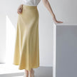 Women's formal Work Satin Skirt Summer High Waist Midi Sheath Skirt