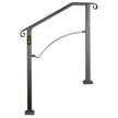 Handrails For Outdoor Steps, Fit 2 Or 3 Steps Outdoor Stair Railing, Arch 2 Wrought Iron Handrail, Flexible Porch Railing, Black Transitional Handrails For Concrete Steps Or Wooden Stairs
