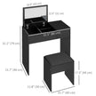 Mia Modern Vanity Set with Flip Top Mirror-Black
