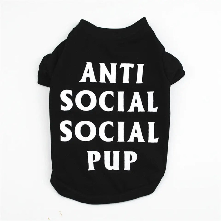 Anti Social Social Pup Tee | Graphic Dog T Shirt