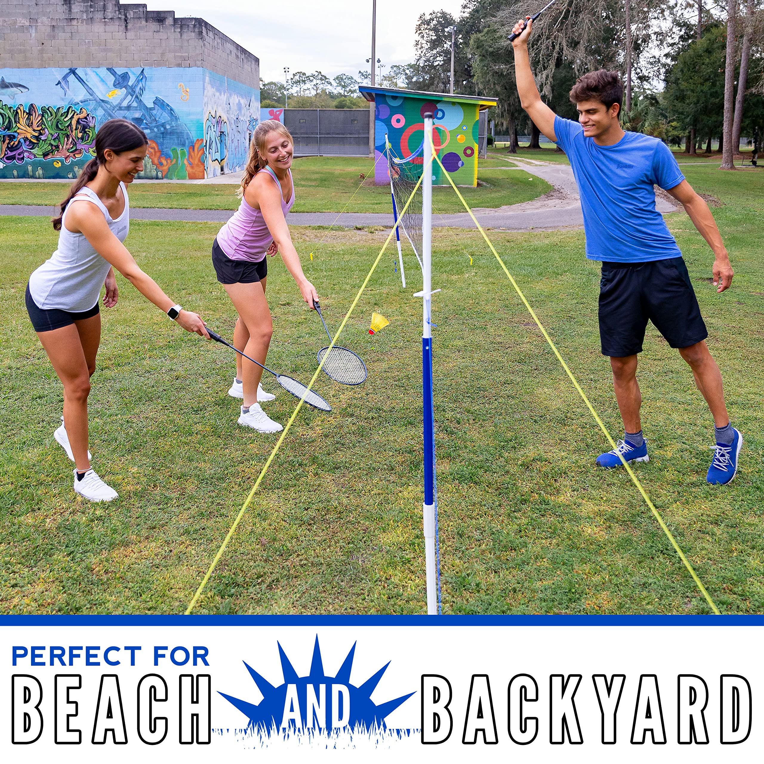 Franklin Sports Badminton Set - Portable Badminton Set - Adult and Kids Badminton Net - Perfect Backyard/Lawn Game - Includes 4 Badminton Racquets - Recreational 🍁 All In One Marketplace Canada