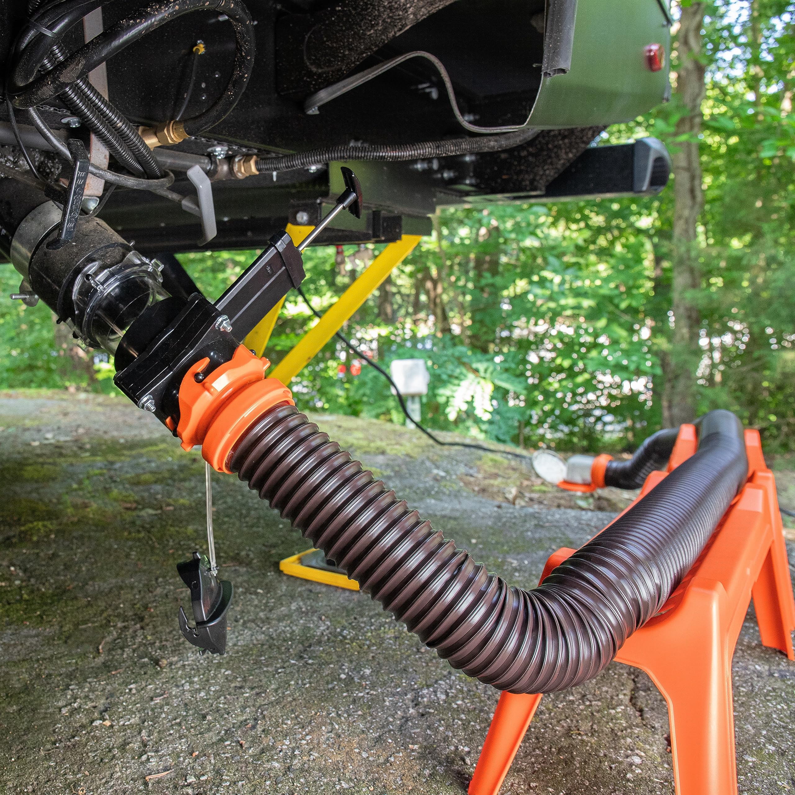 Camco RhinoFLEX 15' Camper/RV Sewer Hose Kit — Includes 4-in-1 Adapter, Clear Elbow, & Caps — Connects to 3″ Slip & 3″, 3 1/2″, 4″ NPT Threaded Sewer Connections (39770) 🍁 All In One Marketplace Canada