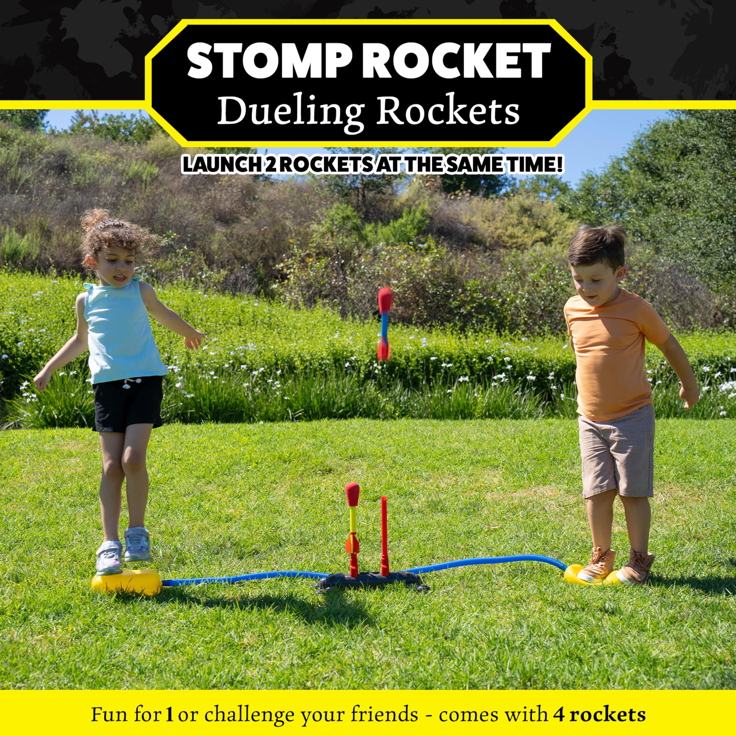 The Original Stomp Rocket Dueling Rockets Launcher, 4 Rockets and Toy Rocket Launcher - Outdoor Rocket STEM Gift for Boys and Girls Ages 6 Years and Up - Great for Outdoor Play 🍁 All In One Marketplace Canada