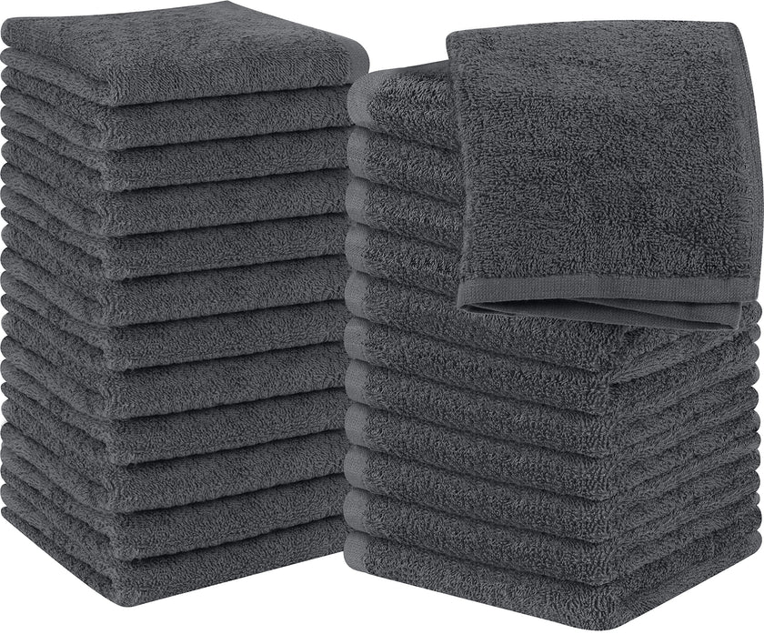 Utopia Towels Cotton Washcloths Set - 100% Ring Spun Cotton, Premium Quality Flannel Face Cloths, Highly Absorbent and Soft Feel Fingertip Towels (24 Pack, Grey) 🍁 All In One Marketplace Canada