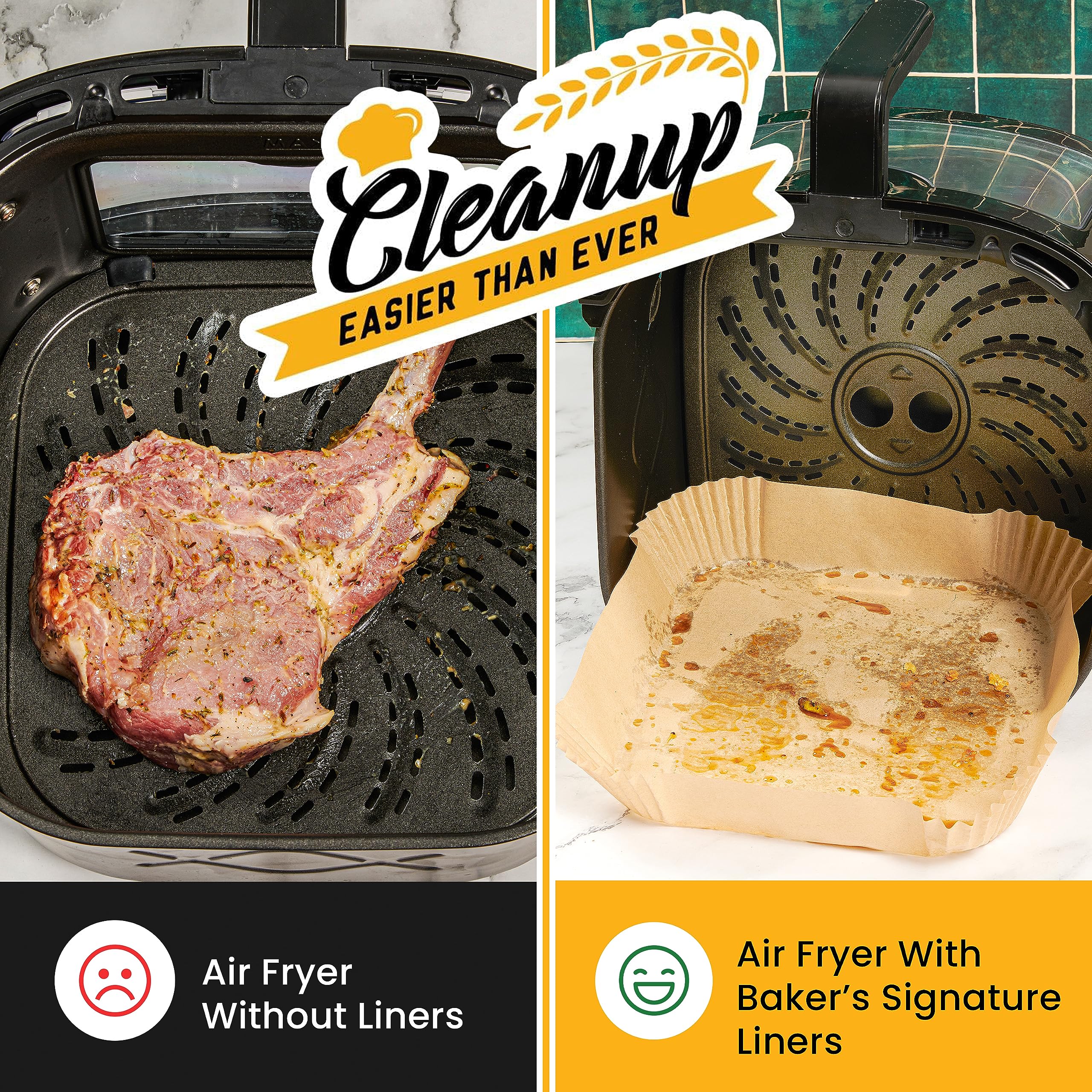 Air Fryer Liners, 250Pcs Disposable Parchment Paper Liners – Unbleached Baking Air Fryer Sheets – 8” Square for 5-8 qt Baskets – Great for Oven, Pans & Baking – Easy Cleanup by Baker's Signature 🍁 All In One Marketplace Canada