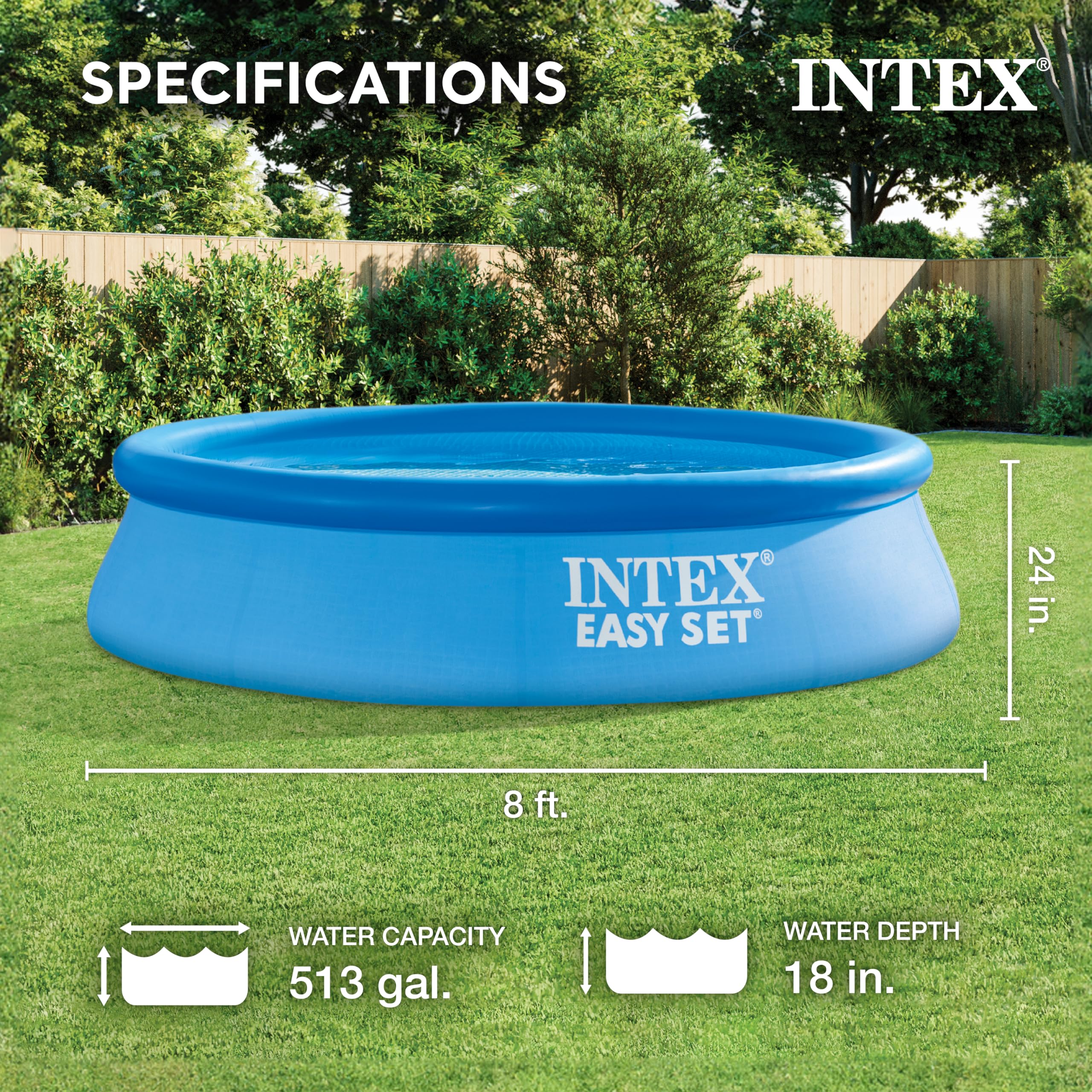 INTEX 28106EH Easy Set Inflatable Swimming Pool: 8ft x 24in – Puncture-Resistant Material – Quick Inflation – 513 Gallon Capacity – 18in Water Depth 🍁 All In One Marketplace Canada