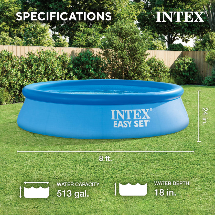 INTEX 28106EH Easy Set Inflatable Swimming Pool: 8ft x 24in – Puncture-Resistant Material – Quick Inflation – 513 Gallon Capacity – 18in Water Depth 🍁 All In One Marketplace Canada