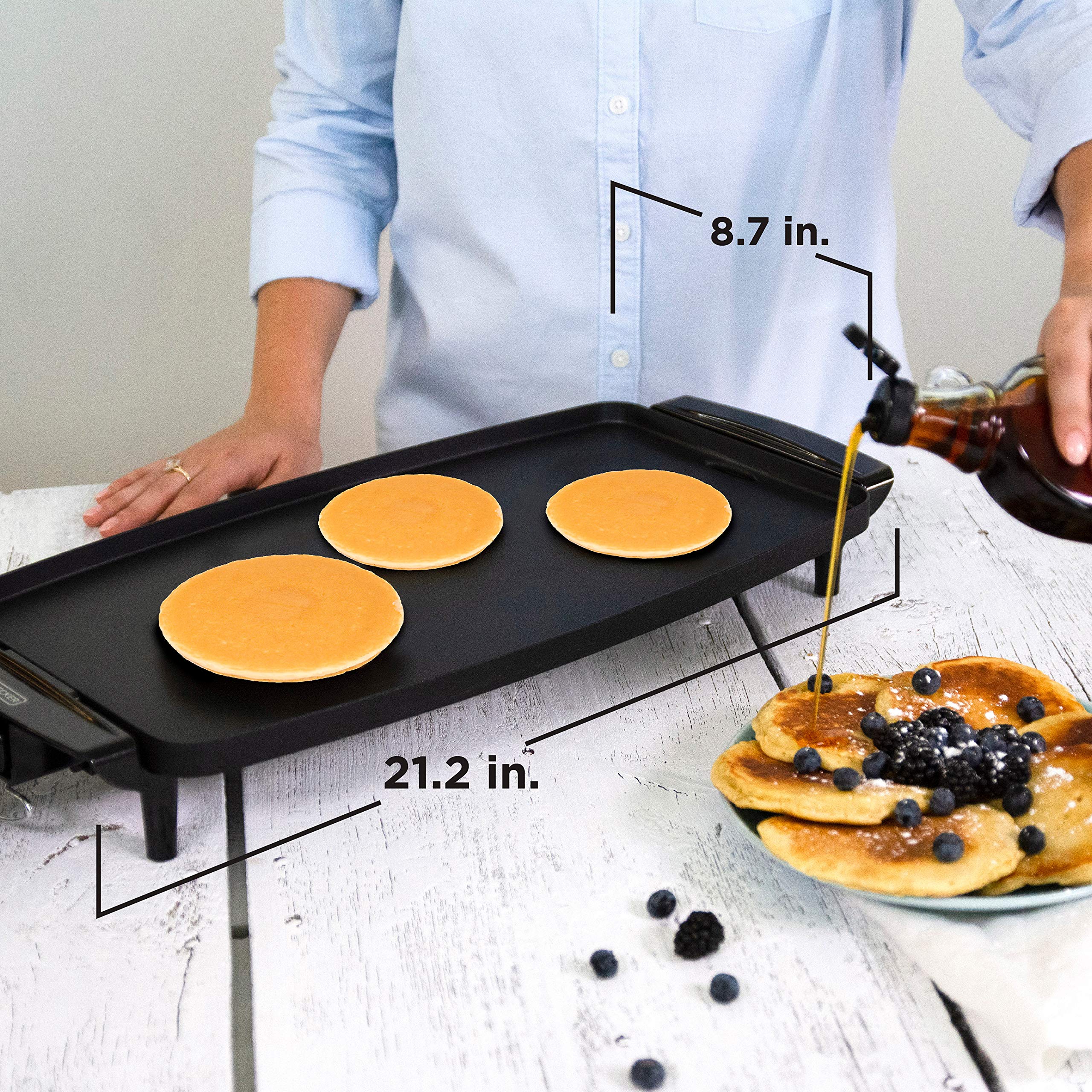 BLACK+DECKER Electric Griddle with Removable Temperature Probe, Indoor Grill, Pancake Griddle, Black, GD1810BC 🍁 All In One Marketplace Canada