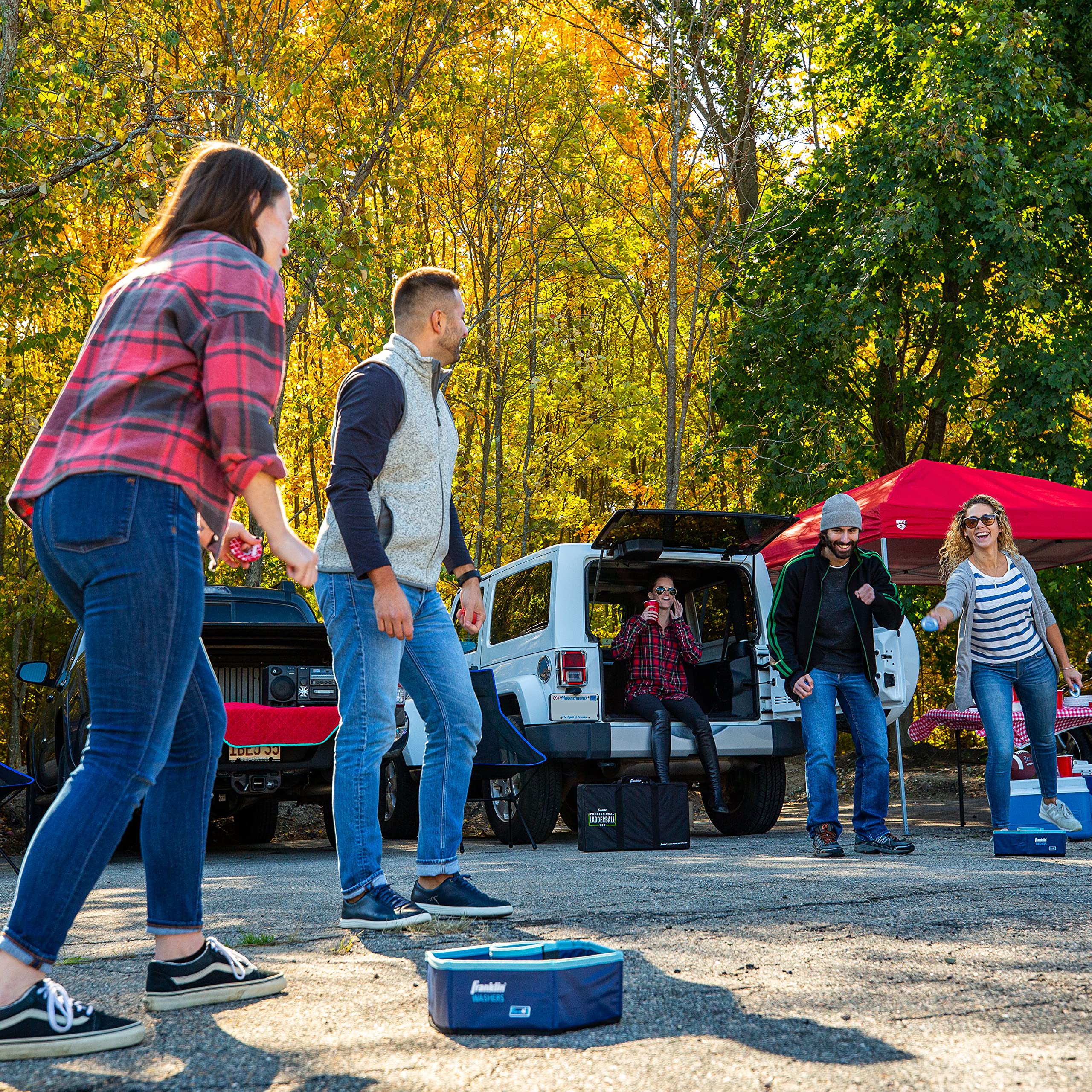Franklin Sports Washer Toss - 6 Washers and 2 Collapsible Targets - Beach or Camping Outdoor Lawn Game - Official Size Washer Set 🍁 All In One Marketplace Canada