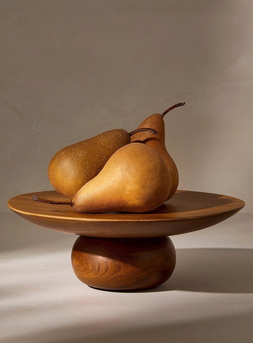 Plateau à gâteau en bois de teck