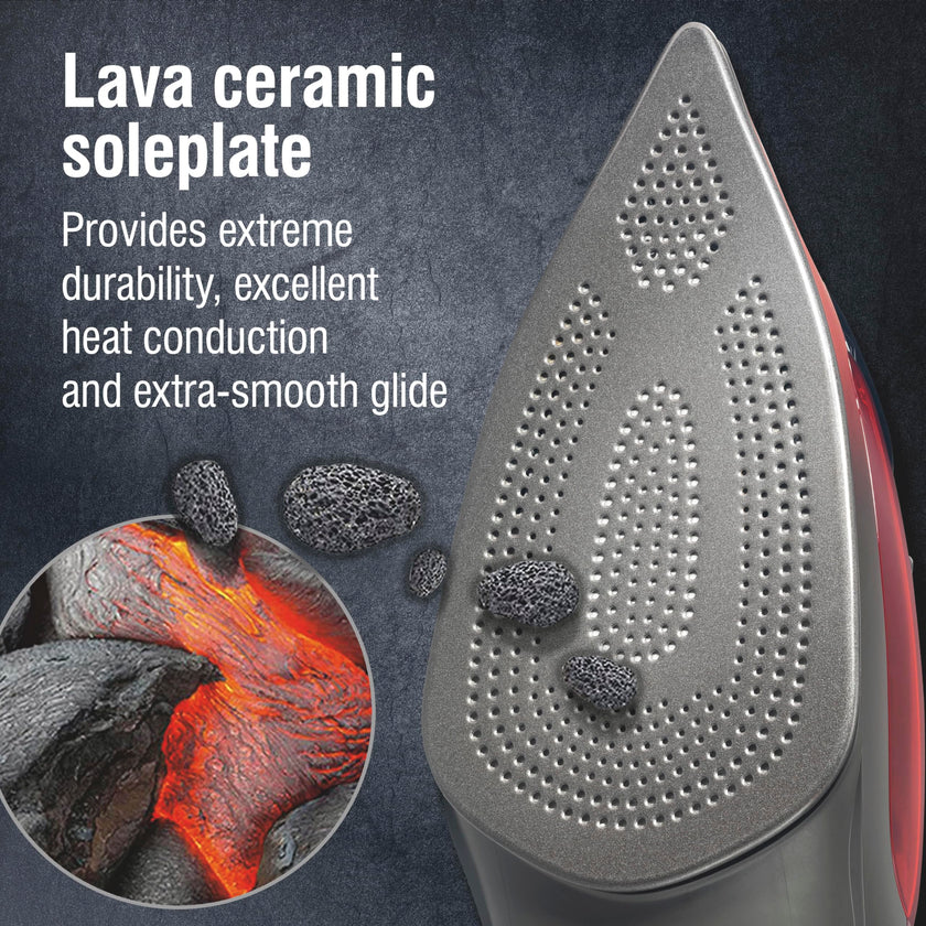 CHI Steam Iron for Clothes with 8’ Retractable Cord, 1700 Watts, 3-Way Auto Shutoff, 400+ Holes, Professional Grade, Temperature Control Dial, Lava Infused Ceramic Soleplate, Black (13113) 🍁 All In One Marketplace Canada