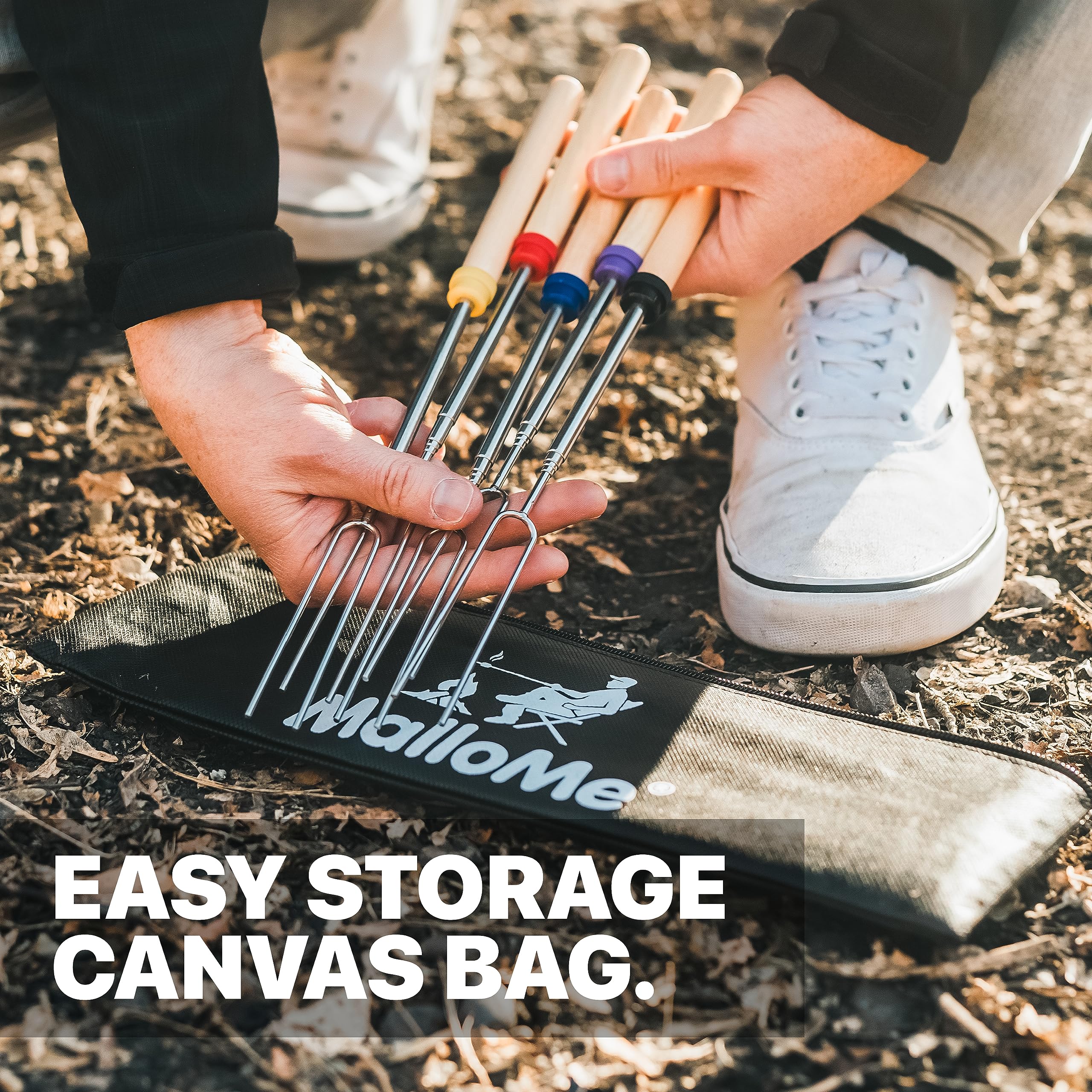 MalloMe Marshmallow Roasting Sticks - Smores Skewers for Fire Pit Kit - Hot Dog Camping Accessories Campfire Marshmellow 32 Inch Long Fork - 5 Pack 🍁 All In One Marketplace Canada