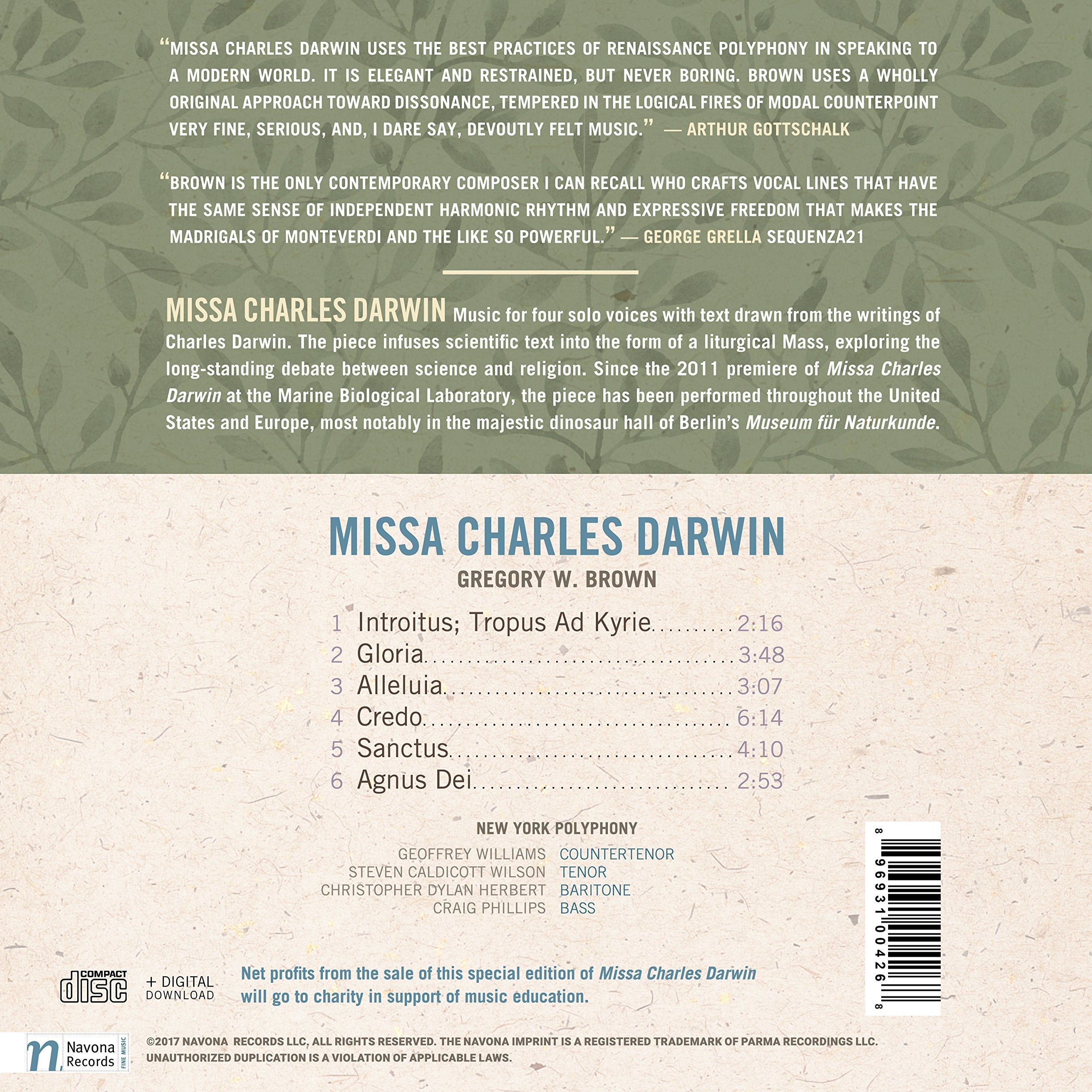 Gregory W. Brown: Missa Charles Darwin