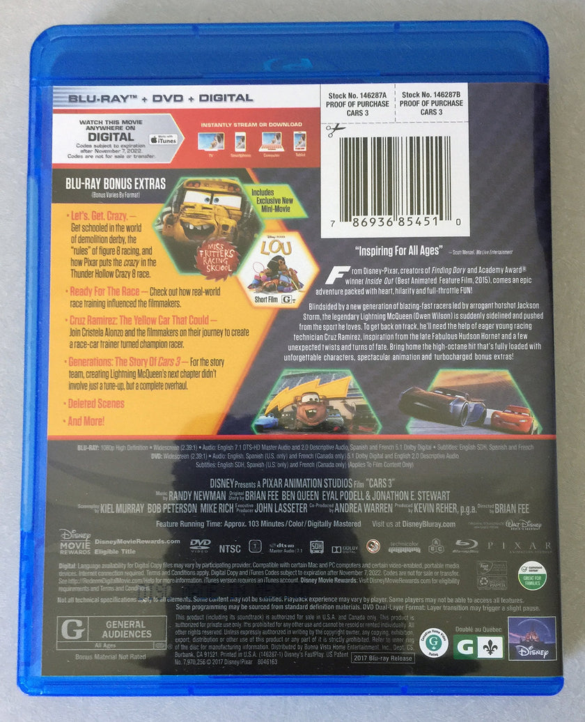 Cars 3 - Blu-Ray/DVD (Used)