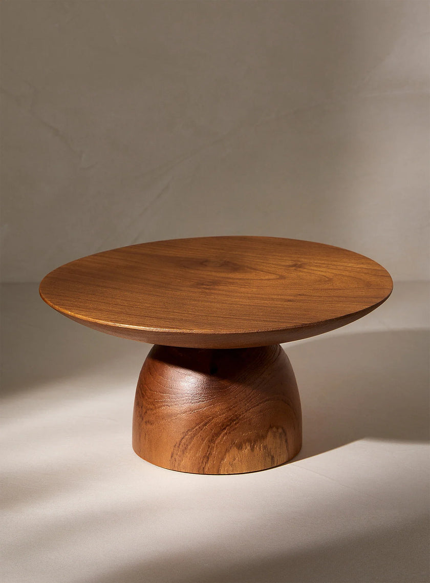 Plateau à gâteau en bois de teck