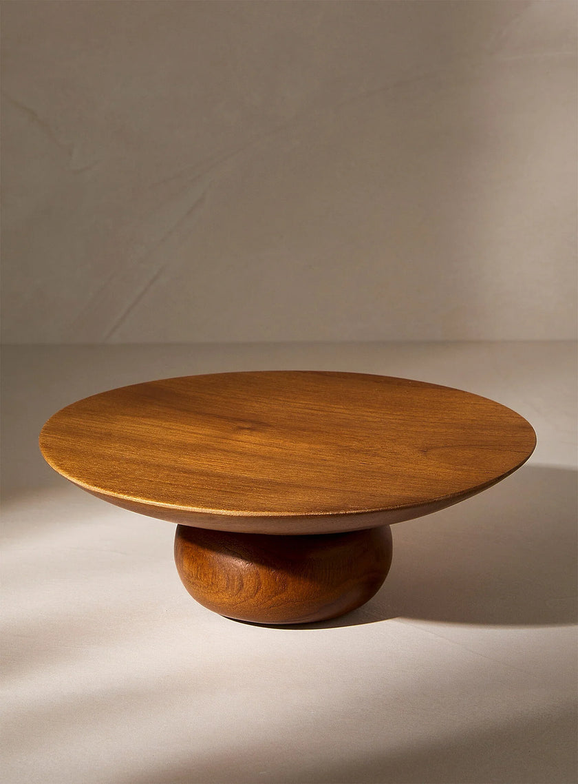 Plateau à gâteau en bois de teck