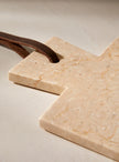 Planche à découper rectangulaire en marbre blanc et bois de teck