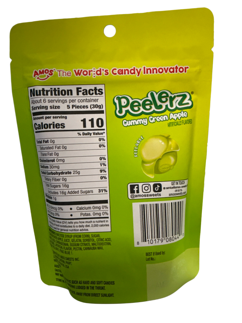 Amos Peelerz Green Apple Peelable Gummy Candy 170G - U.S Edition