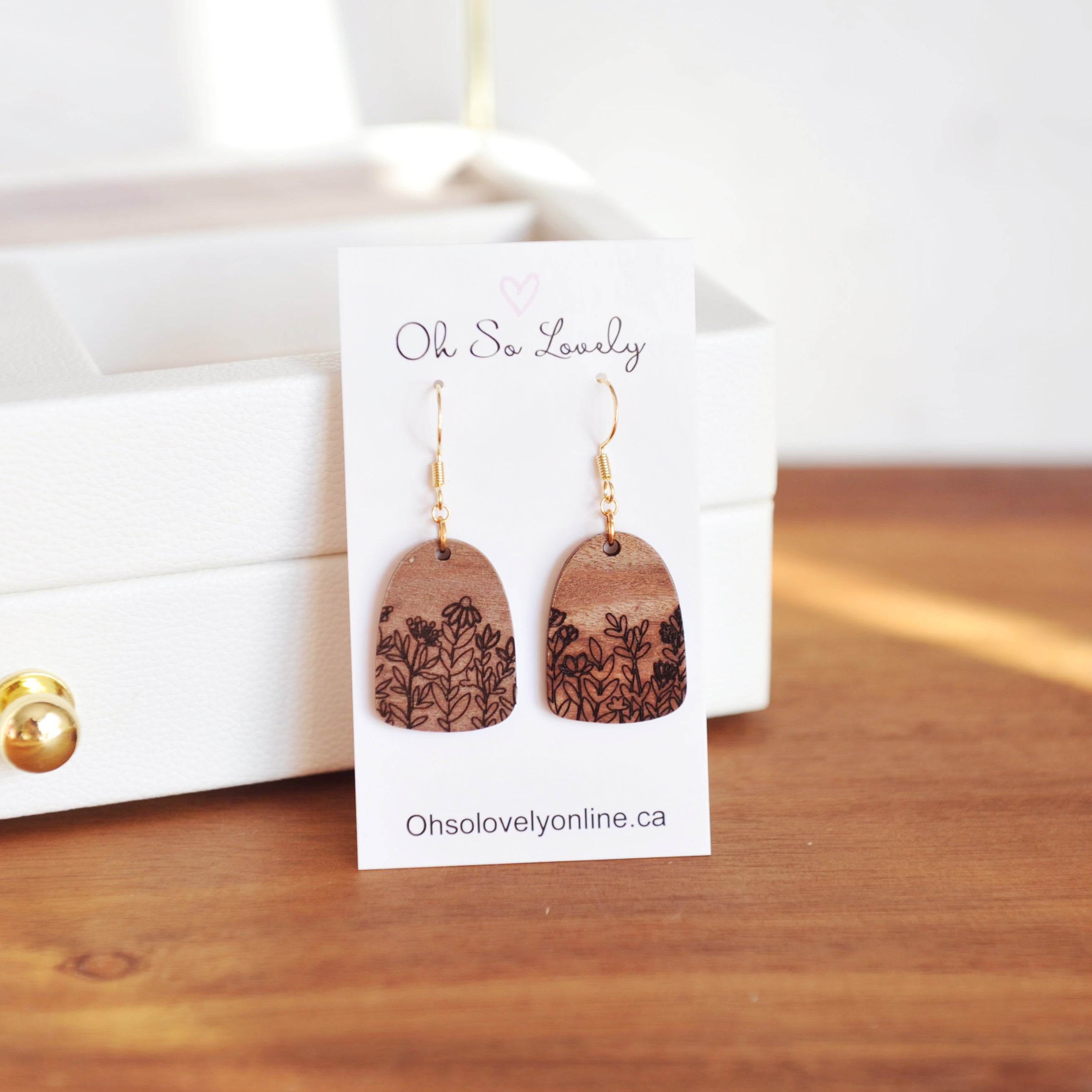Wildflowers Wood Drop Earrings