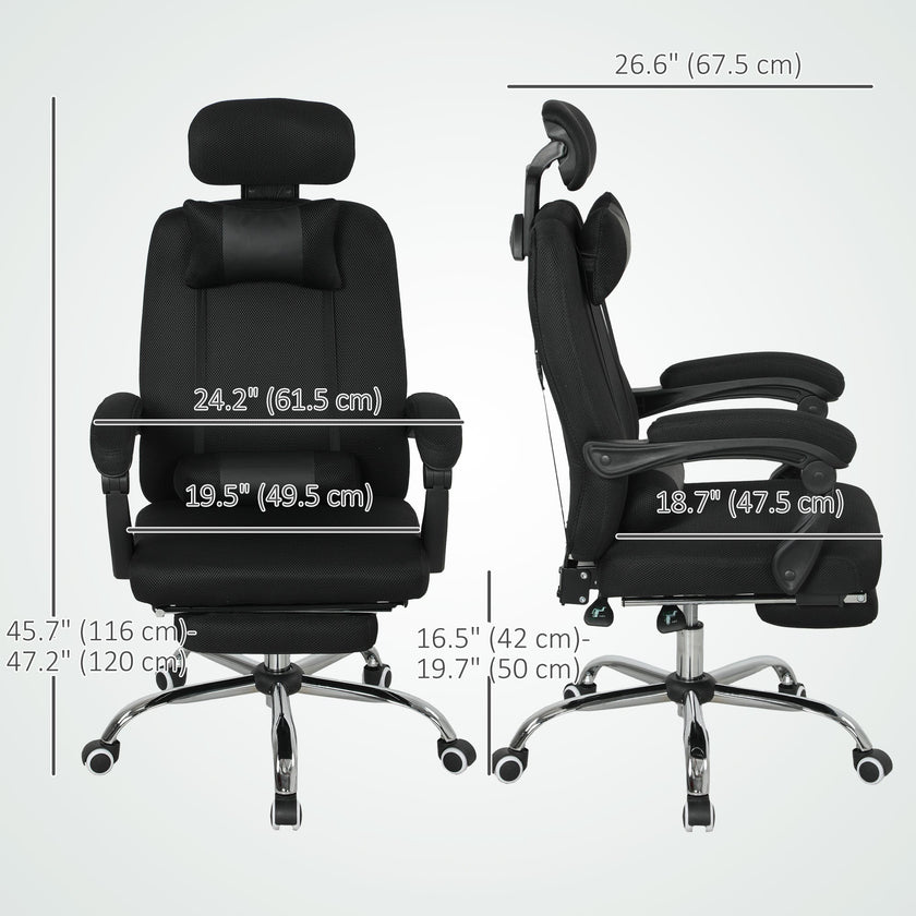 Brady Ergonomic Executive High Back Office Chair with Footrest and Lumbar Support-Black