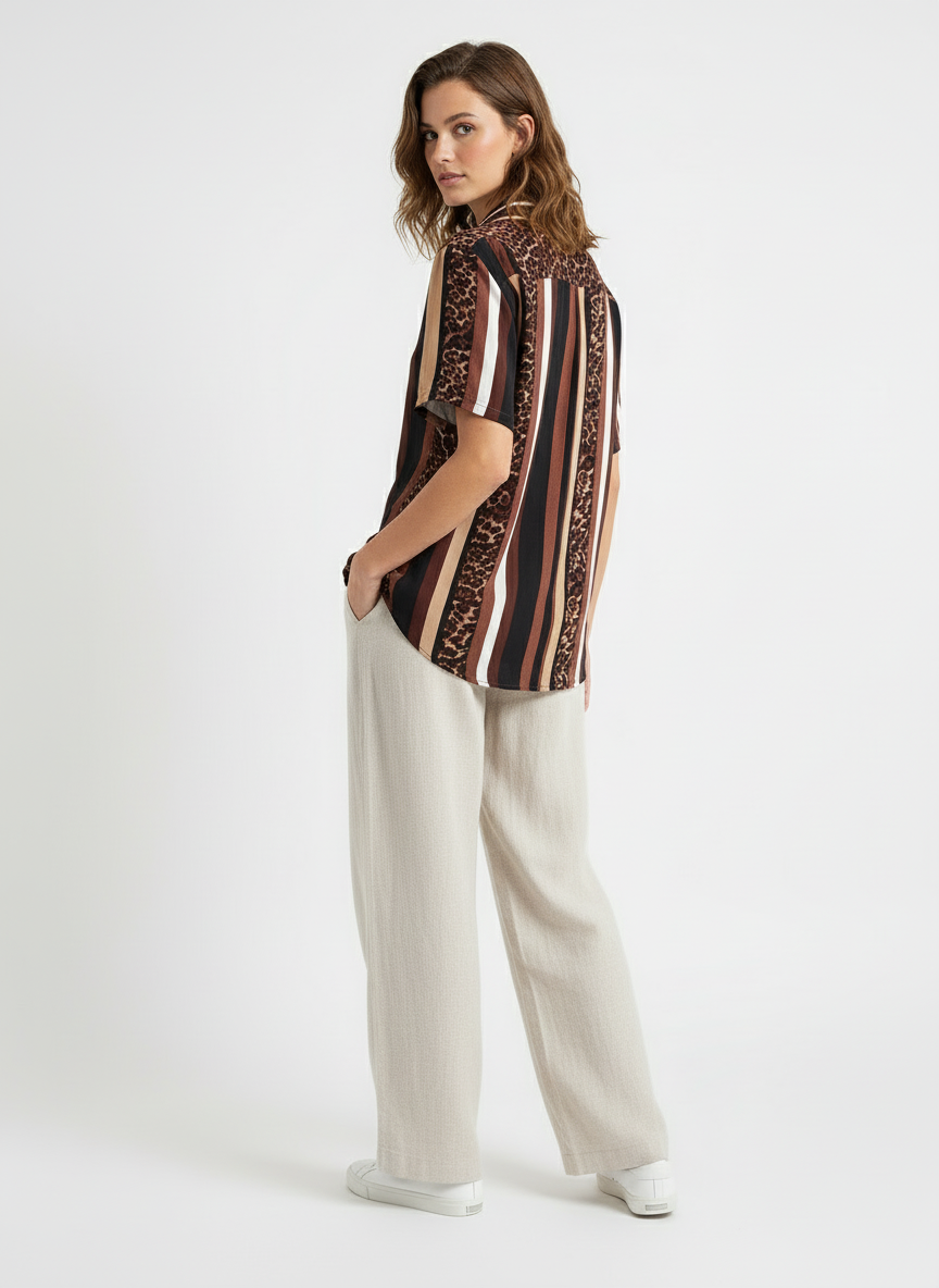 Vintage MIX Elemento Leopard Print Button-Up Shirt