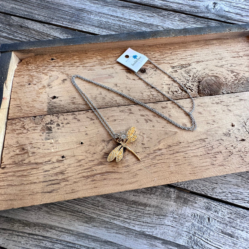Gold Dragonfly Necklace