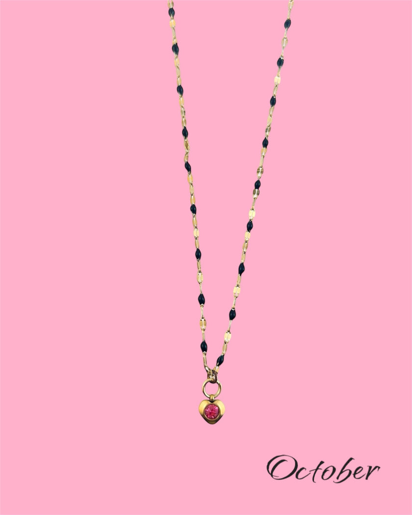 Heart Stone Necklaces in gold - various birthstone colours