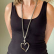 Beaded Rope Necklace with Open Heart
