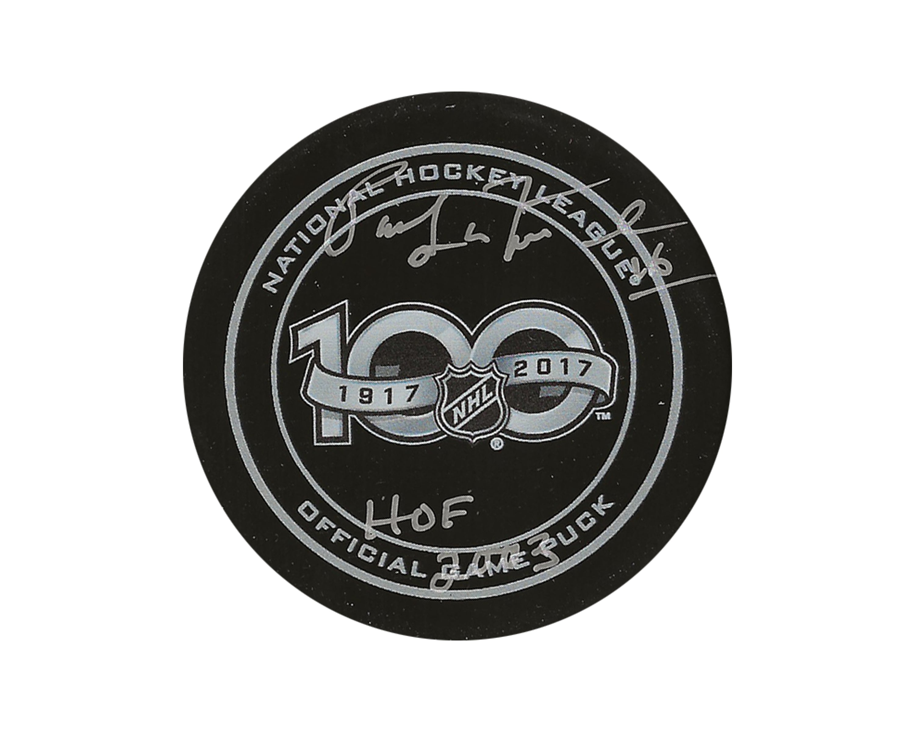 Pat Lafontaine Autographed NHL 100th Anniversary Official Game Puck Inscribed 